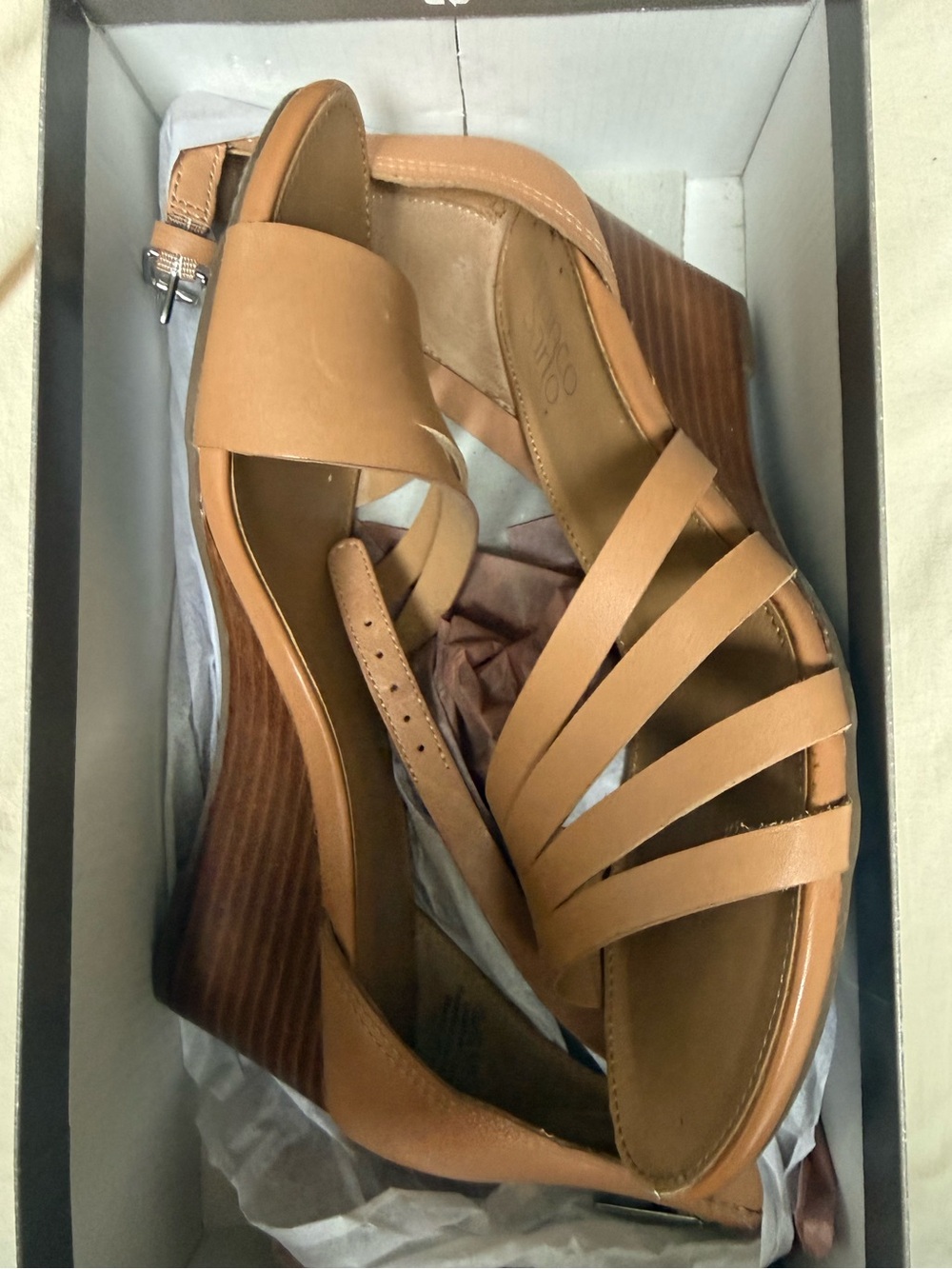 Franco Sarto Women’s Tan Wedge Sandals - Strappy Leather Style